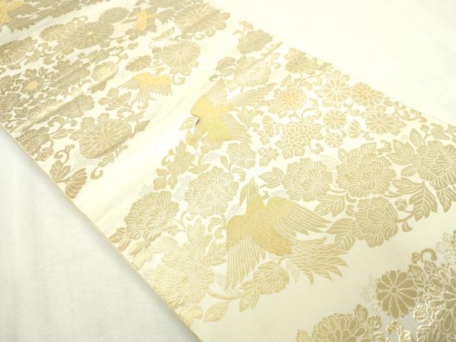平和屋本店▼六通柄袋帯　手織錦　更紗花鳥文　24Ｋ純金箔　正絹　逸品　DABI1501sf