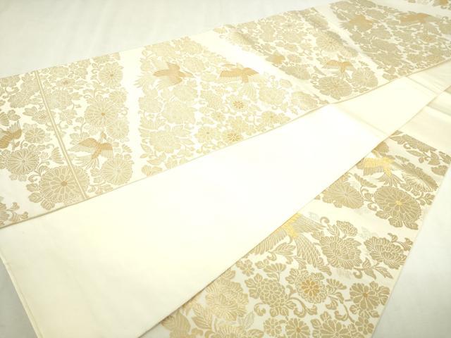 平和屋本店▼六通柄袋帯　手織錦　更紗花鳥文　24Ｋ純金箔　正絹　逸品　DABI1501sf