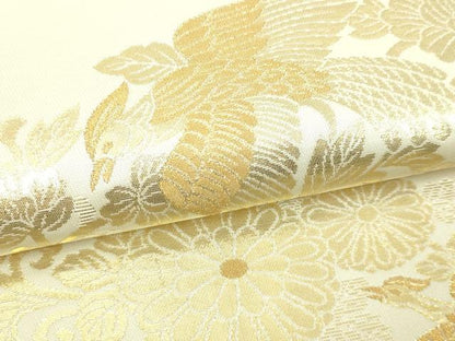平和屋本店▼六通柄袋帯　手織錦　更紗花鳥文　24Ｋ純金箔　正絹　逸品　DABI1501sf