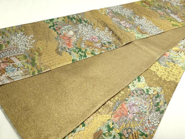 平和屋本店▼廣部商事謹製　全通全景柄袋帯　京洛時代祭還幸絵巻　弐捨四金箔使用　正絹　逸品　DABI1503sf