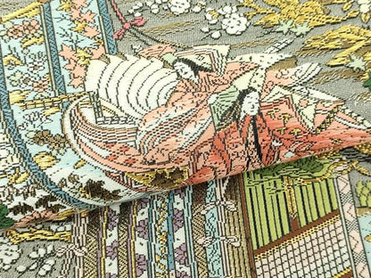 平和屋本店▼廣部商事謹製　全通全景柄袋帯　京洛時代祭還幸絵巻　弐捨四金箔使用　正絹　逸品　DABI1503sf