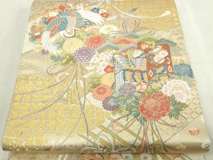 平和屋本店▼六通柄袋帯　唐織　絢麗吉日　本金箔　正絹　逸品　DABI1504sf