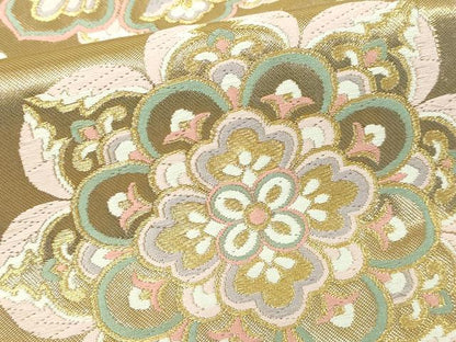 平和屋本店▼六通柄袋帯　唐織　正倉院花文　純金箔　正絹　逸品　DABI1505sf
