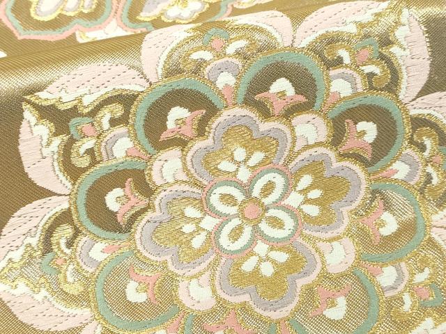 平和屋本店▼六通柄袋帯　唐織　正倉院花文　純金箔　正絹　逸品　DABI1505sf