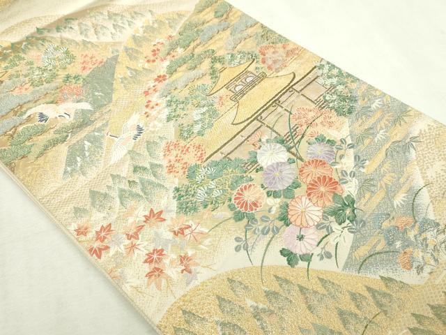平和屋本店▼六通柄袋帯　唐織　京名所　平安神宮　本金箔　正絹　逸品　DABI1506sf