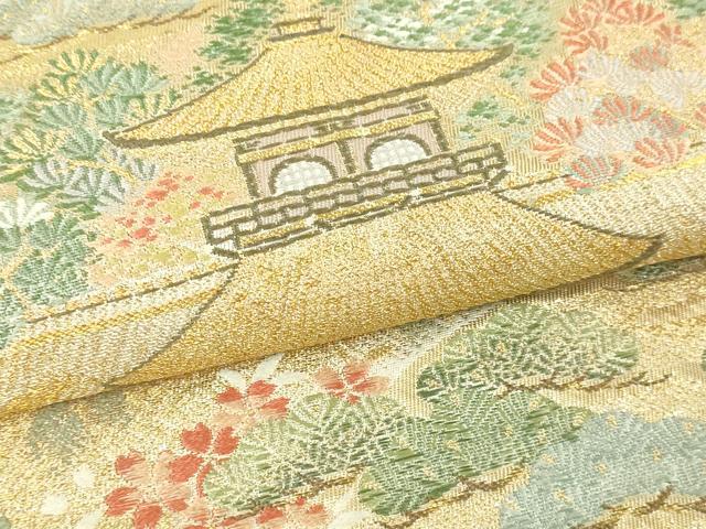 平和屋本店▼六通柄袋帯　唐織　京名所　平安神宮　本金箔　正絹　逸品　DABI1506sf