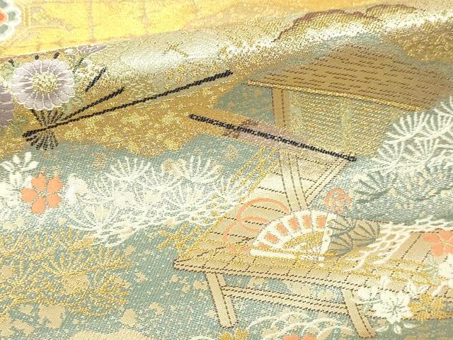 平和屋本店▼六通柄袋帯　道長取源氏物語　本金箔　正絹　逸品　DABI1507sf