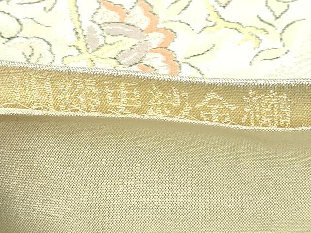 平和屋着物▼六通柄袋帯　明綴更紗金繍　孔雀花文　正絹　逸品　DABI1509sf