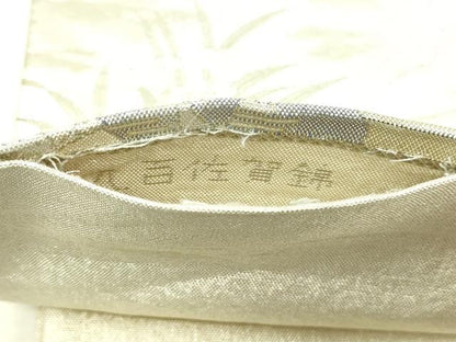 平和屋本店▼六通柄袋帯　九百佐賀錦　風景飛鶴文　純金二重箔　正絹　逸品　DABI1511sf