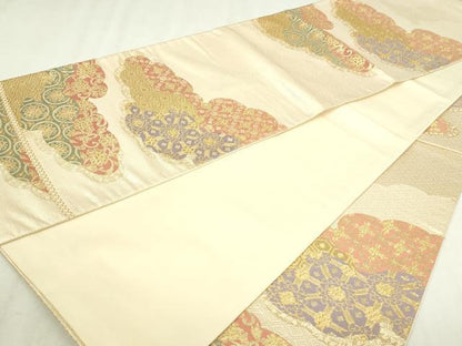 平和屋本店▼六通柄袋帯　佐賀錦麗取紋　本金二丁箔金箔　正絹　逸品　DABI1513sf