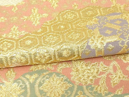 平和屋本店▼六通柄袋帯　佐賀錦麗取紋　本金二丁箔金箔　正絹　逸品　DABI1513sf