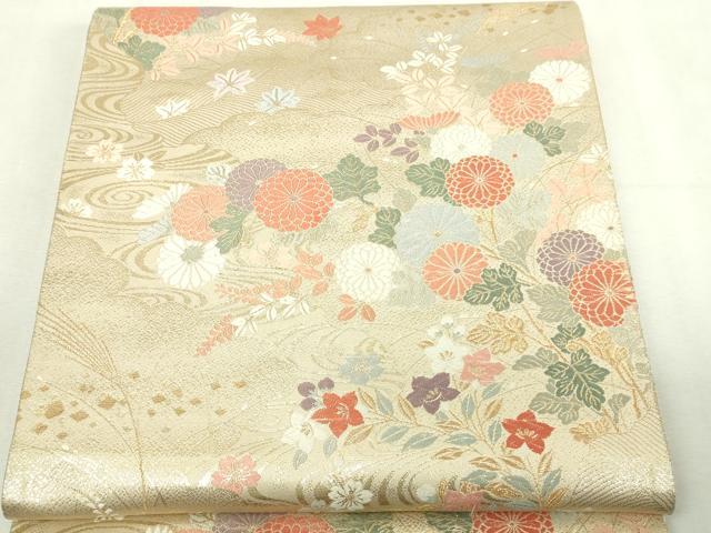 平和屋本店▼六通柄袋帯　唐織　能繍小袖　本金二重箔　正絹　逸品　DABI1515sf
