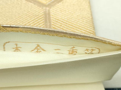 平和屋本店▼六通柄袋帯　銀彩錦　亀甲松葉文　本金二重箔　正絹　逸品　DABI1518sf