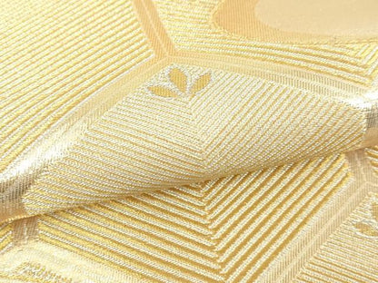 平和屋本店▼六通柄袋帯　銀彩錦　亀甲松葉文　本金二重箔　正絹　逸品　DABI1518sf