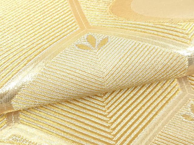 平和屋本店▼六通柄袋帯　銀彩錦　亀甲松葉文　本金二重箔　正絹　逸品　DABI1518sf