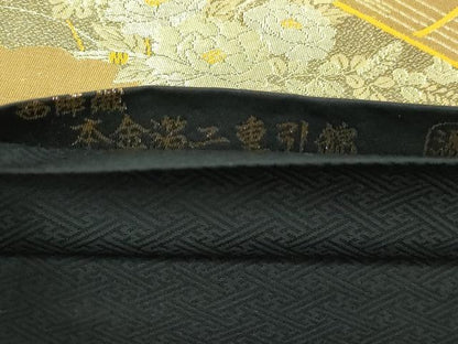 平和屋本店▼西陣　尾島産業謹製　六通柄袋帯　源氏物語　本金箔二重引錦　正絹　逸品　DABI1519sf
