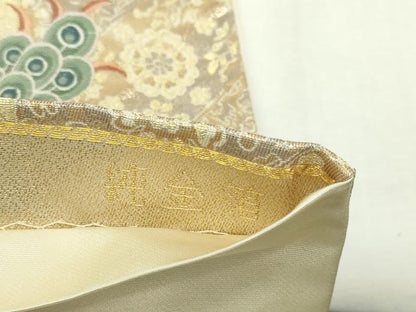 平和屋本店▼六通柄袋帯　唐織　献上正倉院花鳥紋　純金箔　正絹　逸品　DABI1520sf