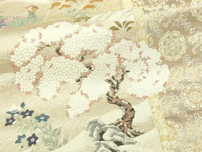 平和屋本店▼六通柄袋帯　唐織　献上正倉院花鳥紋　純金箔　正絹　逸品　DABI1520sf