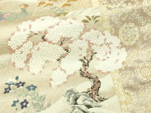 平和屋本店▼六通柄袋帯　唐織　献上正倉院花鳥紋　純金箔　正絹　逸品　DABI1520sf