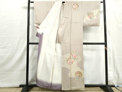 平和屋着物■訪問着　刺繍　立波雪輪花文　金彩　正絹　逸品　DABI1522qa
