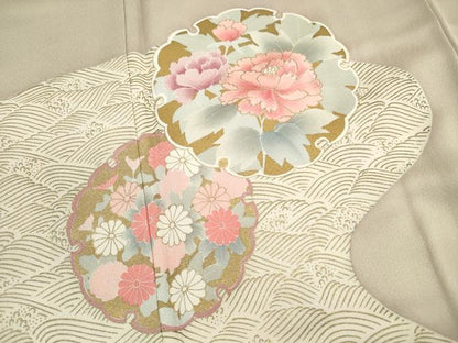 平和屋着物■訪問着　刺繍　立波雪輪花文　金彩　正絹　逸品　DABI1522qa