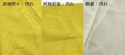 平和屋着物■上質な色無地　破れ色紙花地紋　鶸色　正絹　逸品　DABI1523qa