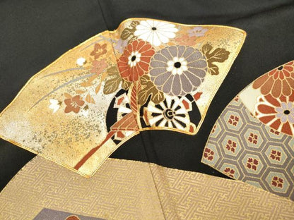平和屋着物■豪華黒留袖　駒刺繍　地紙群鶴花文　宝尽くし　金銀彩　正絹　逸品　DABI1527qa