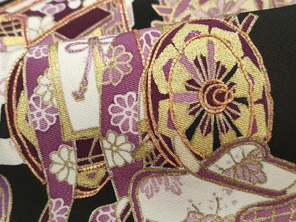 平和屋着物■豪華黒留袖　作家物　駒刺繍　人物御所車文　金彩　正絹　逸品　DABI1536qa