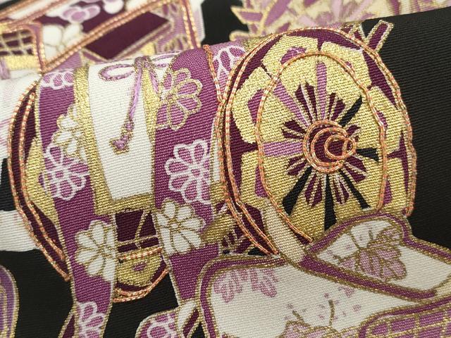 平和屋着物■豪華黒留袖　作家物　駒刺繍　人物御所車文　金彩　正絹　逸品　DABI1536qa