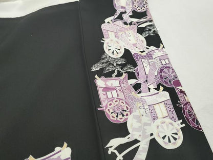平和屋着物■豪華黒留袖　作家物　駒刺繍　人物御所車文　金彩　正絹　逸品　DABI1536qa