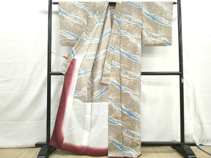 平和屋着物■小紋　道長花文　暈し染め　胴抜き仕立て　洗える着物　DABI1539qa