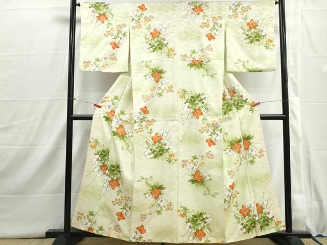 平和屋着物■小紋　草花文　暈し染め　洗える着物　DABI1542qa