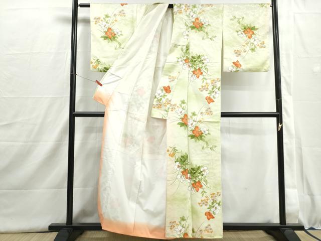 平和屋着物■小紋　草花文　暈し染め　洗える着物　DABI1542qa
