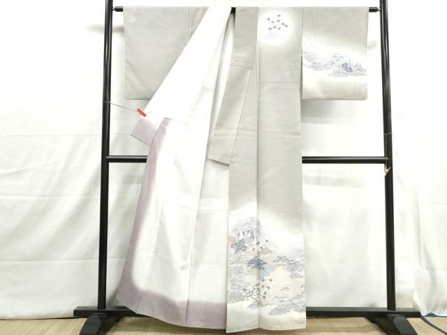 平和屋着物■訪問着　渡橋風景文　舟　暈し染め　洗える着物　DABI1554qa
