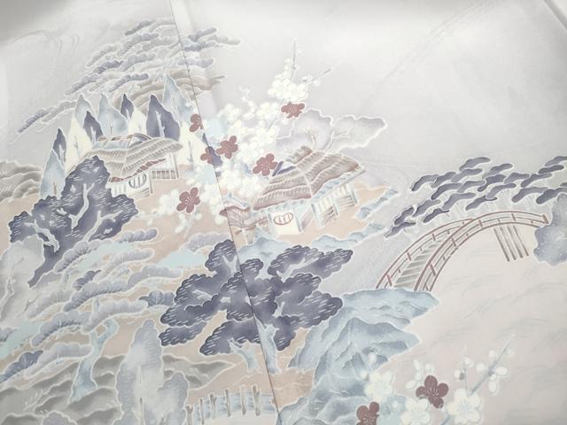 平和屋着物■訪問着　渡橋風景文　舟　暈し染め　洗える着物　DABI1554qa
