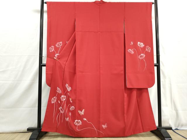 平和屋着物■振袖　手描き　花蝶文　洗える着物　DABI1555qa