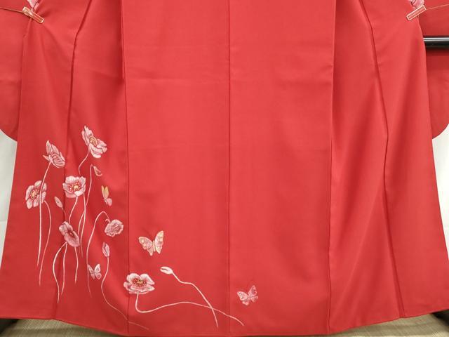 平和屋着物■振袖　手描き　花蝶文　洗える着物　DABI1555qa