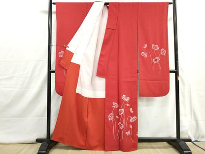 平和屋着物■振袖　手描き　花蝶文　洗える着物　DABI1555qa
