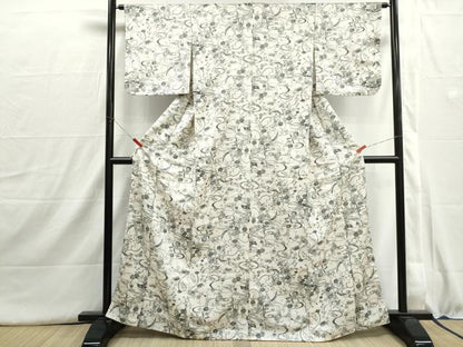 平和屋着物■小紋　型染め　流水花文　洗える着物　DABI1559qa