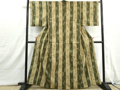 平和屋着物■小紋　舞桜若松間道　洗える着物　DABI1560qa