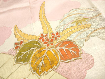 平和屋着物■訪問着　駒刺繍　雲取り桐花文　金彩　正絹　逸品　DABI1565qa
