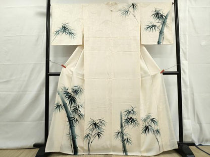 平和屋着物■訪問着　手描き　笹竹文　正絹　逸品　DABI1571qa