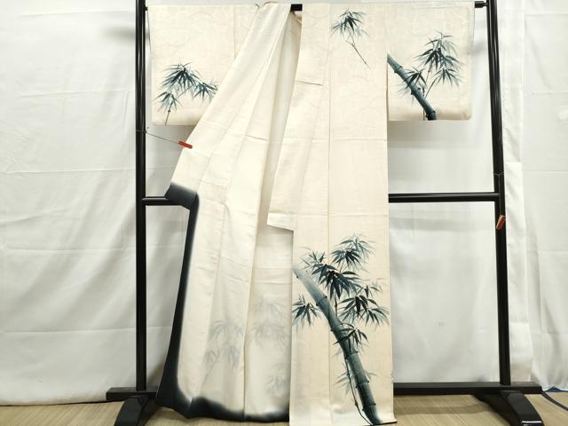 平和屋着物■訪問着　手描き　笹竹文　正絹　逸品　DABI1571qa