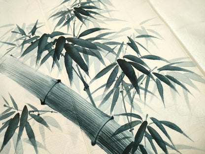 平和屋着物■訪問着　手描き　笹竹文　正絹　逸品　DABI1571qa
