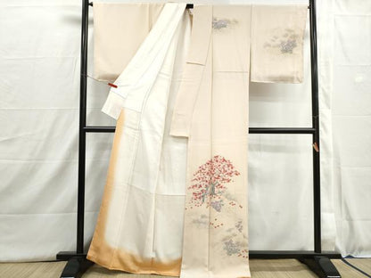 平和屋着物■訪問着　手描き　楓文　暈し染め　正絹　逸品　DABI1572qa