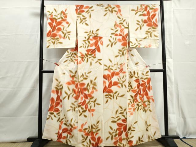 平和屋着物■上質な小紋　枝葉尽くし　暈し染め　正絹　逸品　DABI1573qa
