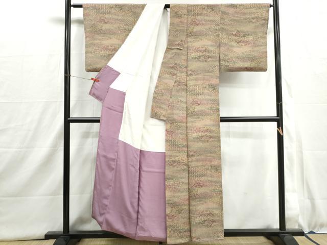 平和屋着物■上質な小紋　草花文　暈し染め　正絹　逸品　DABI1576qa
