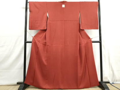 平和屋着物■上質な色無地　紗綾形地紋　紅海老茶色　正絹　逸品　DABI1577qa