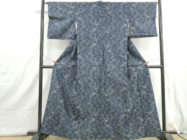 平和屋着物■上質な紬　枝花文　正絹　逸品　DABI1582qa