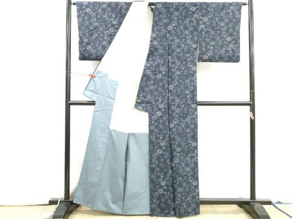 平和屋着物■上質な紬　枝花文　正絹　逸品　DABI1582qa